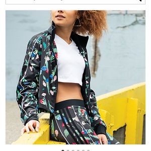 Adidas Floral Black Crop Track Jacket